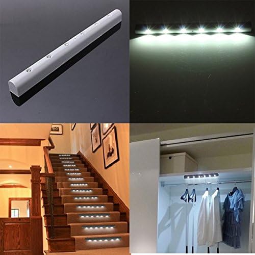 dipshop Wireless PIR Motion Sensor 6 LED Battery Powered Cabinet Light Home Stair Night