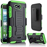 Kyocera Hydro Air Case, Starshop [Heavy Duty] Full Protection Dual Layers Hybird Case with Kickstand and Locking Belt Swivel Clip Premium Screen Protector (Green)