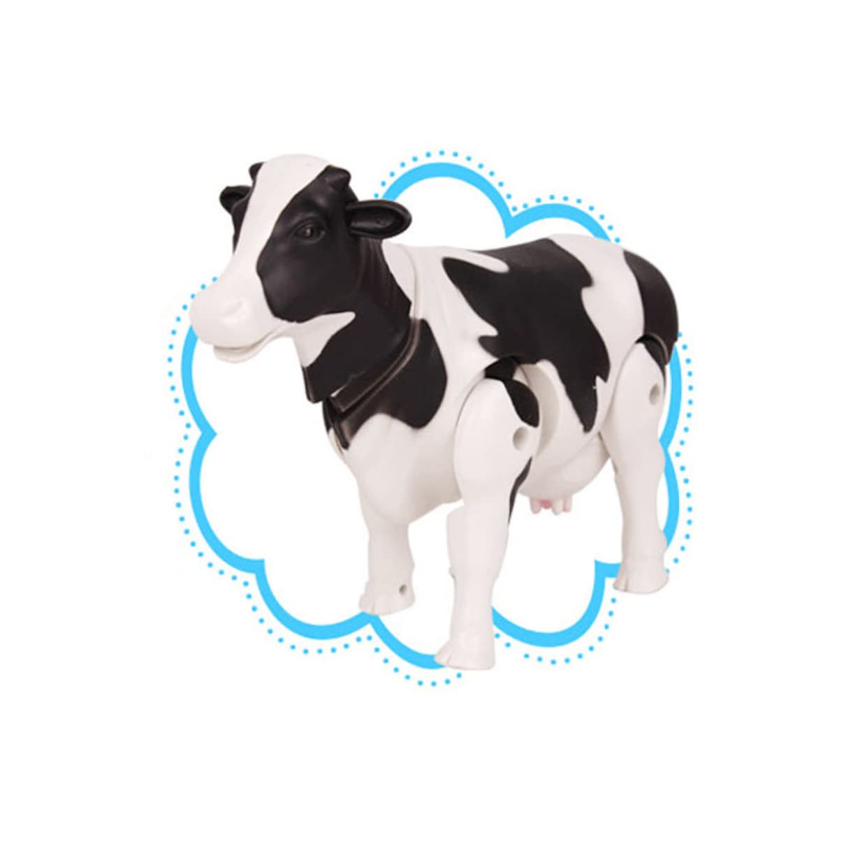 Electric Walking Cow Toy with Lights and Sounds - Realistic Plastic Animal Model for Kids' Educational Play
