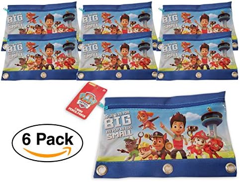 6 -pack Paw Patrol Pencil Case / Pouches great for storing school supplies. For party favors / Party Supplies