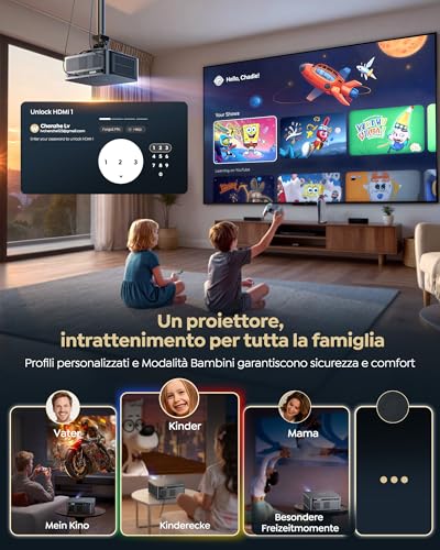 4K Projector 【Google TV 14.0/MEMC/2200 ANSI/44W Dolby】4K Smart TV Projector 2+32GB AutoFocus 6DKeystone Wimius Projector Voice Control HDR10 Bluetooth WiFi for Home Cinema/Outdoor