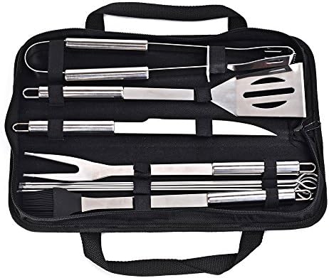 Lukove BBQ Grill Tools Set, 9 Piece Stainless Steel Barbecue Accessories with Storage Bag Men Women Outdoor Grilling Kit for Family Gift Barbecue Grill Utensils for Camping Party and Picnic