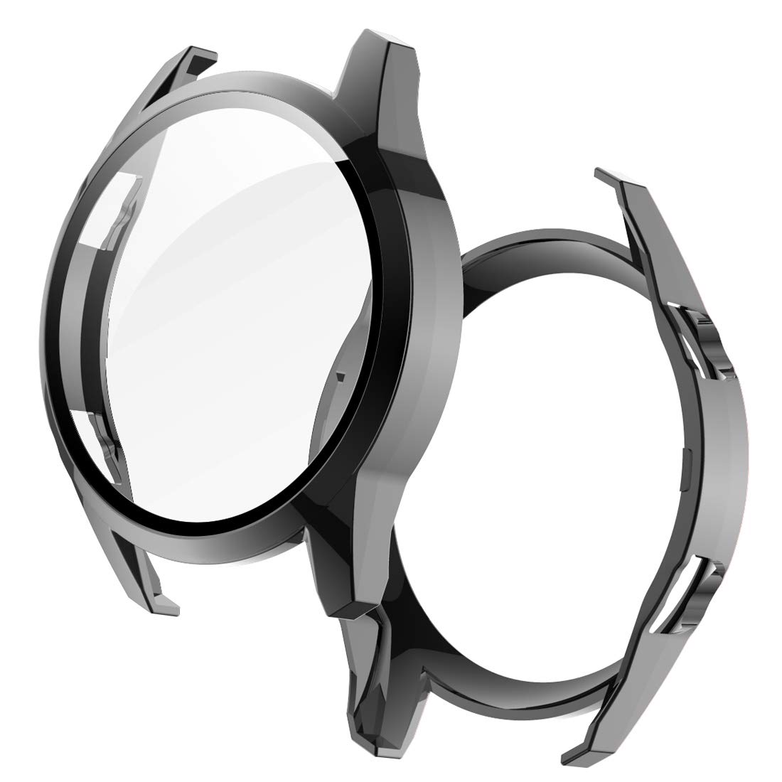 LOKEKE Compatible For Huawei Watch GT 2 46MM Full Coverage PC Protective Case Cover Tempered Glass Screen Protector(46MM, PC Black)