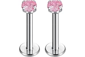 BelezaDosas G23 Titanium Labret Studs Threadless 16G Lip Rook Lobe Tragus Helix Cartilage Push Back Earring Piercing Jewelry