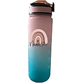 Wisedeal Nana Theme 32 Oz Water Bottle with Time Marker & Straw - Leakproof BPA-Free Gym Bottle for Fitness Camping Outdoor Sports, Christmas Birthday Gifts for Grandma Mom aunt