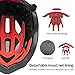 MOKFIRE Adult Bike Helmets with Rechargeable USB Light, Bicycle Helmet Men Women, Road Cycling & Mountain Biking Helmet with Removable Visor and Lining, 22.05-24.41 Inches (Red)