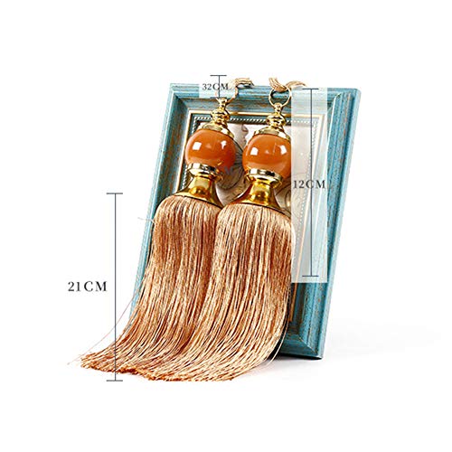EUGNN 1 Pair Beaded Tassels Curtain Holdbacks Curtains Tiebacks Rope Fastener Window Drapery Tiebacks Drape Holders for Home Bedroom, Office Hotel Decoration(Pink)