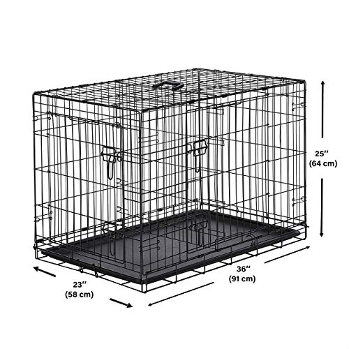 Amazon Basics Double Door Folding Metal Dog Crate Kennel with Liner