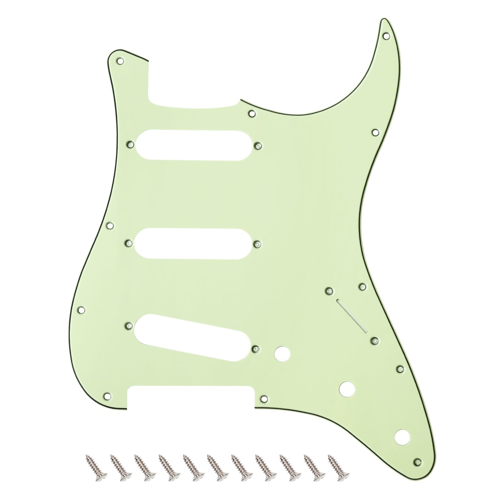 Banworks 3 Ply Strat SSS Pickguard 11-Hole Electric Guitar Pickguard Scratch Plate for USA/Mexican Modern Style Standard Stratocaster ST JT/HB-01 Mint Green