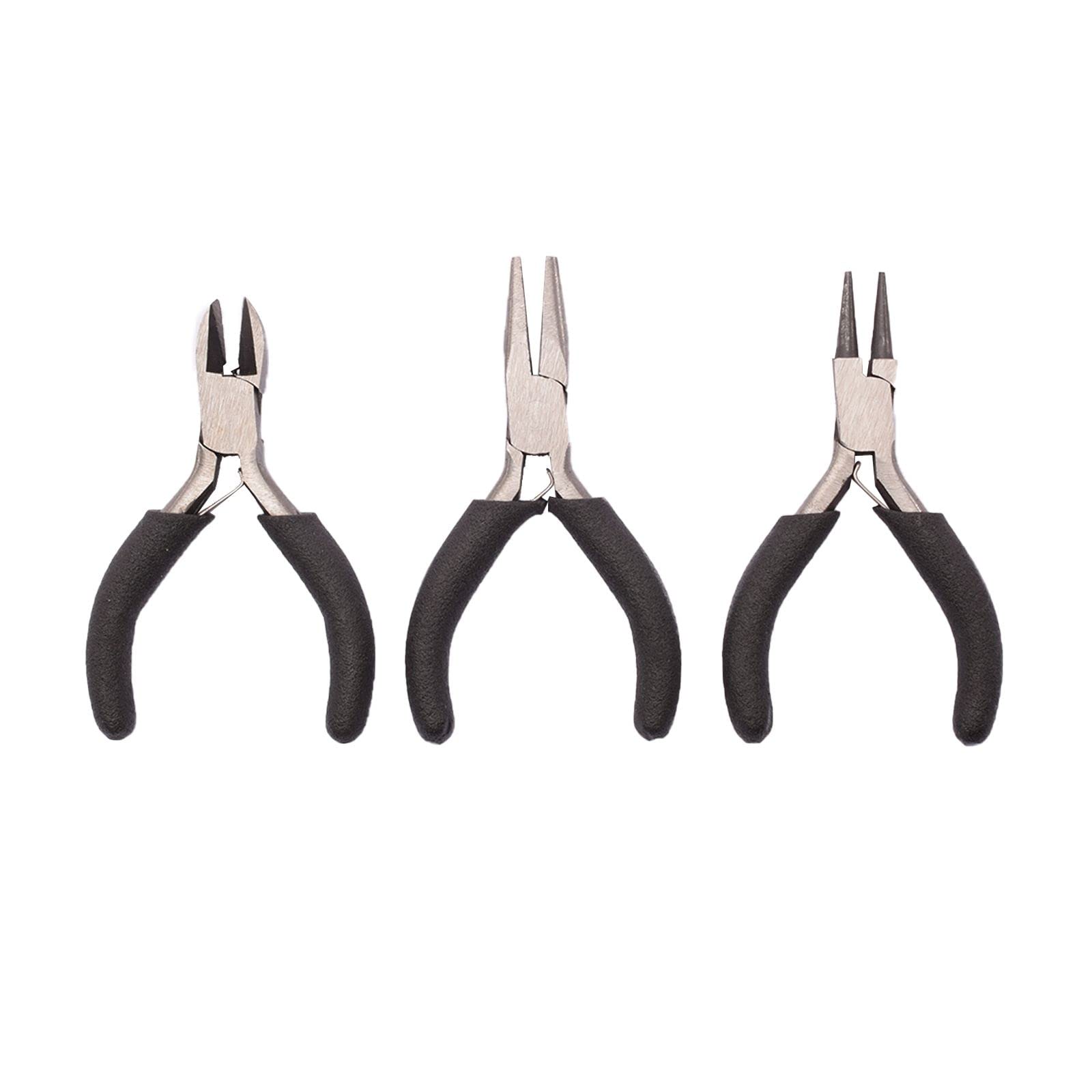 Vaessen Creative Set of 3 Mini Pliers for Jewellery Making and DIY Crafts - Pincer, Round Nose, Side Cutter