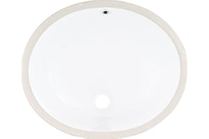 MSI 17 inch x 14 inch Oval Porcelain Ceramic Undermount Bathroom Vanity Vessel Sink, White