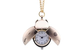 WUAI-WATCHES WUAI Pocket Watch for Kid Boys Girls,Novelty Creative Seven-Star Ladybug Analog Pendant Necklace Chain Pocket Watch