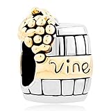 Pugster Golden Grap Wine Cask European Bead Fits Pandora Charms Bracelet