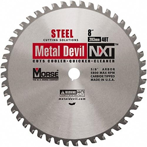 Morse 8" Diam, 5/8" Arbor Hole Diam, 48 Tooth Wet & Dry Cut Saw Blade, Steel, Standard Round Arbor