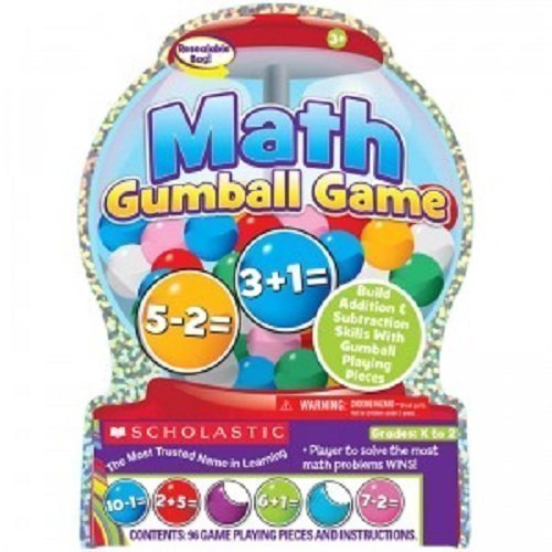 Scholastic Math Gumball Game K to 2, Addition & Subtraction Skills with Gumball Playing Pieces