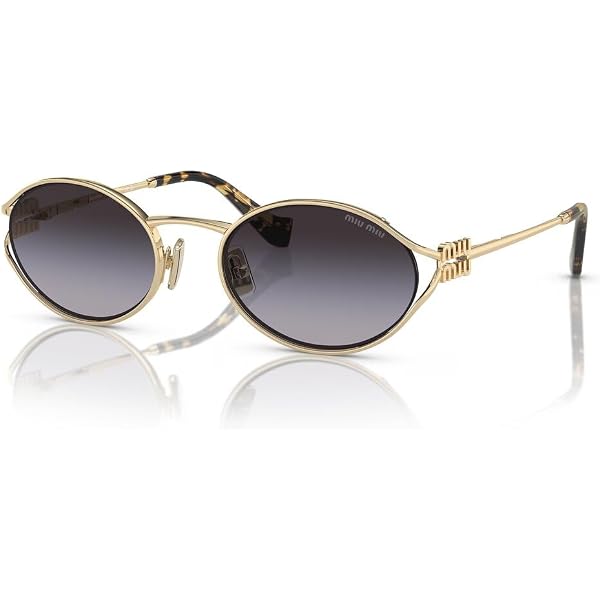 Miu Miu MU50SS 7OE0A0 Antique Gold Round Sunglasses at  display picture 1