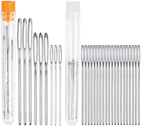 Big Eye Needles Set for Sewing Weaving Stitching Steel Blunt and Pointed Knitting Needles-2 Inch,2.4 Inch,2.8 Inch