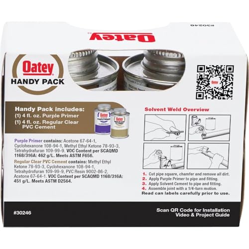 Oatey 30246 4 oz. PVC Regular Clear Cement and 4 oz. NSF photo 4