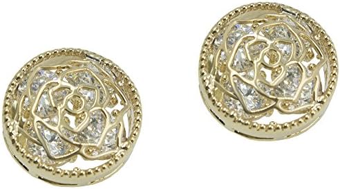 18k Gold Plated Hollow Out a Rose Flower Cubic Zircona Stud Earring for Women