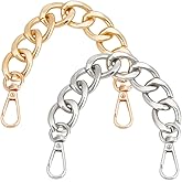 Beebeecraft 1 Box 2Pcs Metal Purse Chain Extender 7.87 Inches Long Alloy Gold Silver Shoulder Bag Strap Replacement Extension Link Chain Charms with Swivel Clasps for Clutch Mini Bag Handbag Supplies