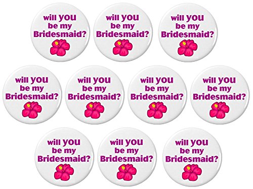 QTY 10 Will You be my Bridesmaid? Tropical Flower 2.25" Keychains Wedding Hawaii