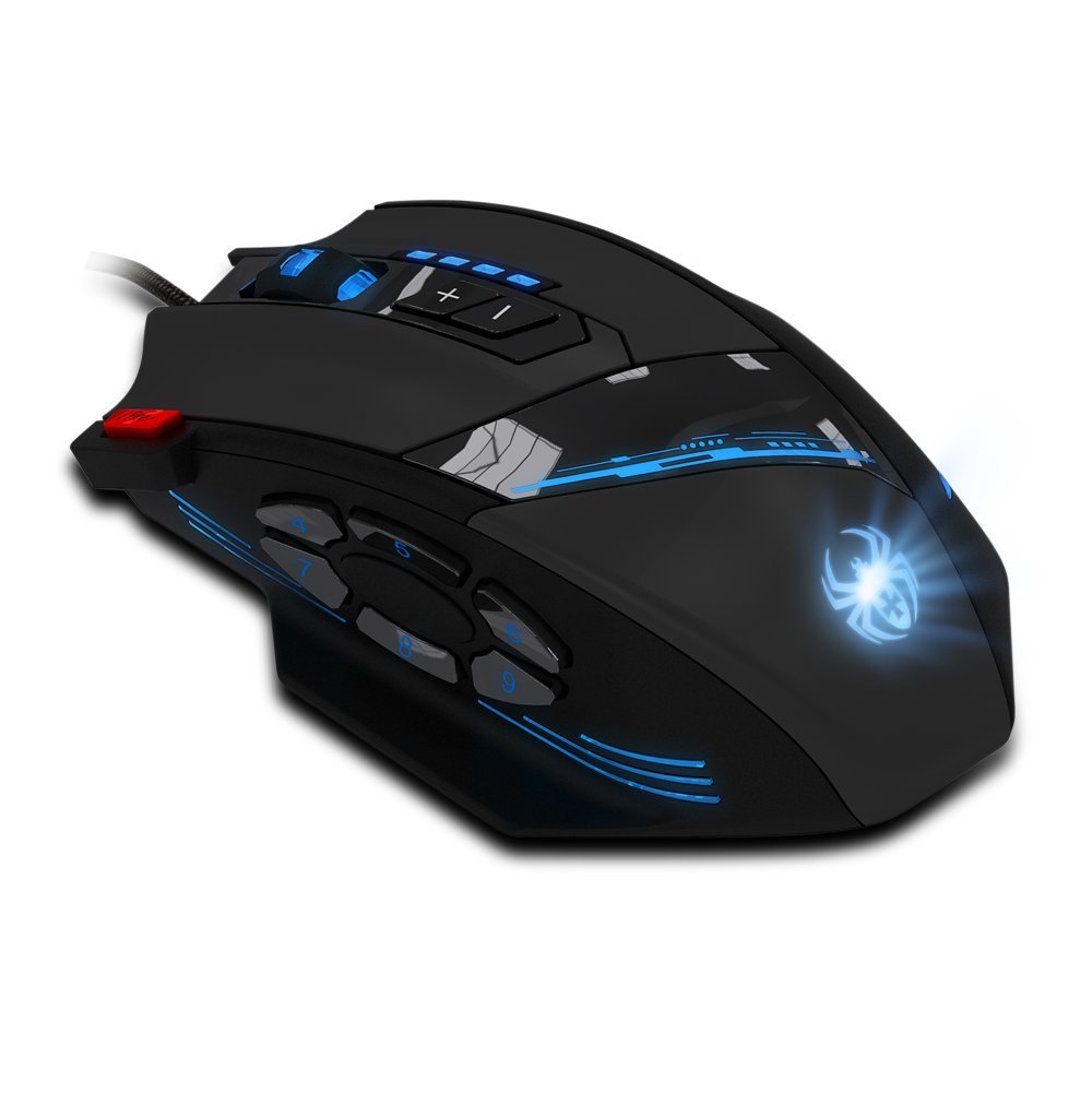 12 Programmable Buttons C12 Gaming Mouse, AFUNTA Laser Double-Speed Adjustment 8000DPI Mice Support 4 Level Switch