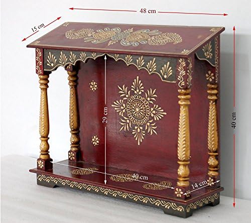 J M JEWELS Handpainted Wooden Home Temple, Wall Hanging ,Alter for puja and Indian Festivals