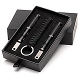 The Friendly Swede Set of 2 Pocket Fire Starters + Paracord Keychain in Premium Gift Box - Ferro Rod Steel Striker (Black)