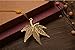 yueton 4pcs Vintage Golden Metal Leaf Maple Leaves Bookmark with Color Knotting Strap, Great Gifts