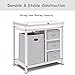 Costzon Baby Changing Table, Infant Diaper Changing Table Organization, Diaper Storage Nursery Station with Hamper and 3 Baskets (White+Gray)