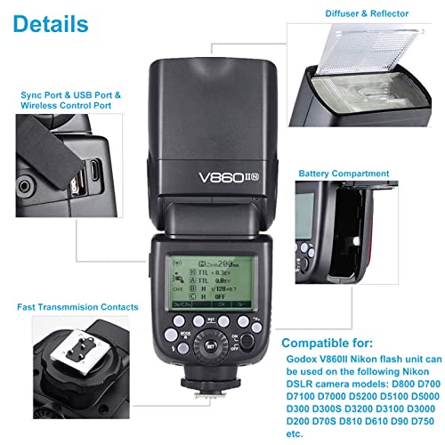 Godox V860IIN 2.4G TTL Lion Battery Camera Flash Compatible for Nikon