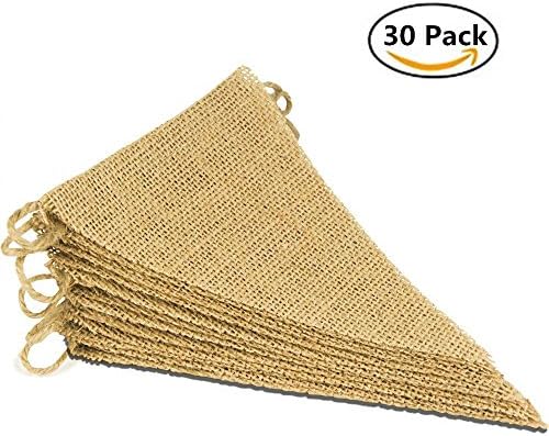 YumyBom Burlap Pennant Burlap Triangle Flags for Christmas, Camping, Social Activity and Party Decoration 30Pcs