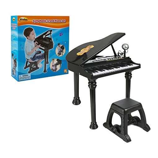 Electronic Grand Piano with Detachable Microphone and Electronically Tuned Keys
