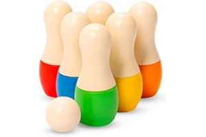 Shumee Montessori Wooden Kids Bowling Set 2+ Years| Eco-Friendly Toddler Bowling Sets with 6 Pins & Ball| Indoor/Outdoor for Kids| Muscle & Brain Development| 100% Child-Safe Toy| Thanks Giving