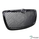 Topline Autopart Black Mesh Front Hood Bumper Grill Grille ABS For 04/05-10 Chrysler 300 / 300C / 300 Touring/Limited/SRT-8
