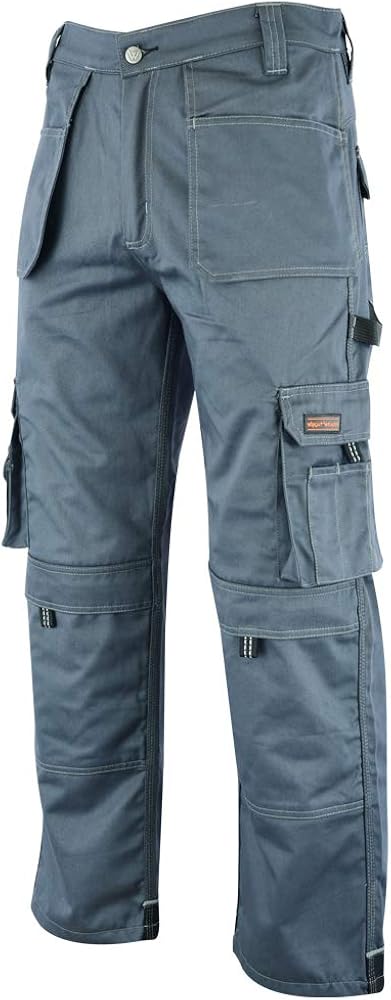 WrightFits Men Pro-11 Work Trousers Grey, Heavy Duty Safety Combat Cargo Pant, Multi Pockets & Knee Pad Pockets - Image 4