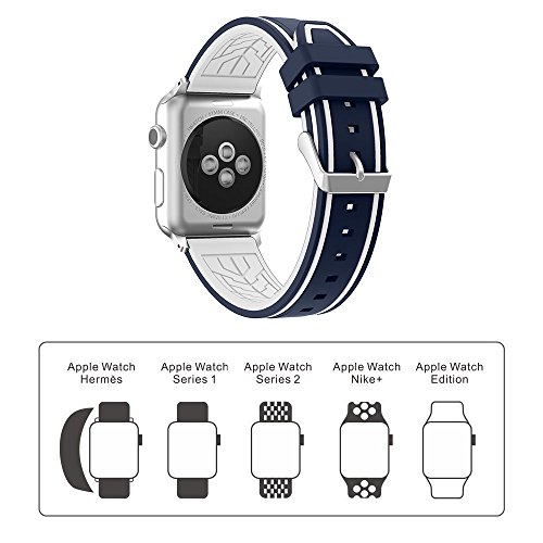 Apple Watch Silicone Band 42mm For Men Women Ubole Apple Watch Accessory Sport Silicone Replacement Band For All Iwatch Models Series 1 Series 2 Nike Navy White 42mm Buy Online In El Salvador At Desertcart
