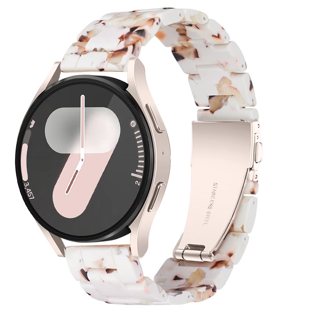 Resin Bands Compatible with Galaxy Watch 7 FE 6 5 40mm 44mm/Pro 45mm,Galaxy Watch 4 40/44mm,Galaxy Active 2 40/44mm,20mm Band for Galaxy Watch 6 4 Classic 42mm 43mm 46/47mm Watch 3 41mm Women