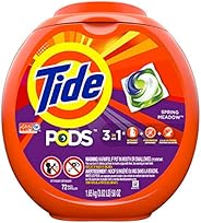 Tide PODS, Laundry Detergent Liquid Pacs, Spring Meadows, 72 Count - Packaging May Vary