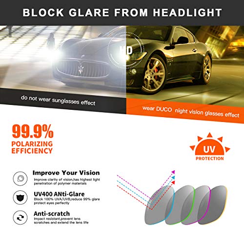 Duco Oversized Night Driving Glasses Antiglare Eyewear Classic