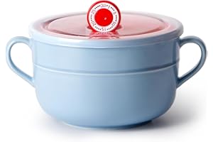 NUTRIUPS 32oz Soup Bowl with Handles, Large Ramen Bowl with Lid, Microwavable Soup Mug, Soup Containers (Light Blue), small, 