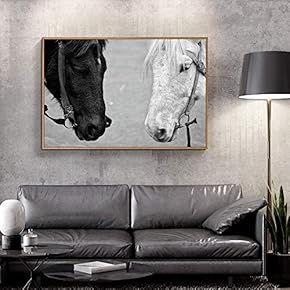 Floating Framed Canvas Wall Art for Living Room, Bedroom Black and White Wild Animal Canvas Prints for Home Decoration Ready to Hang - 16x24 inches