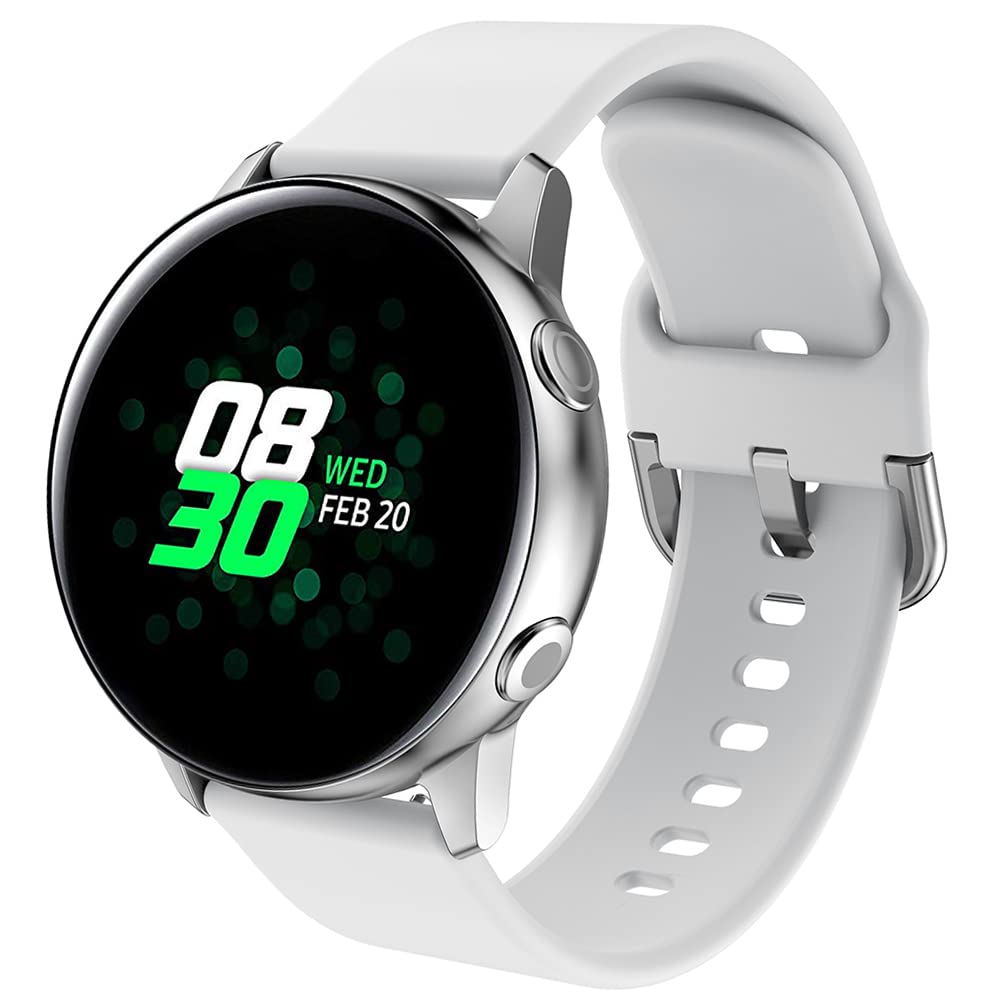 DEALELE Strap Compatible with Samsung Galaxy Watch 4 / 4 Classic / 5 / 5 Pro / Galaxy 3 41mm / Galaxy Watch 42mm / Active 2, 20mm Silicone Replacement Bands for Huawei GT2 42mm / GT3 42mm (White)