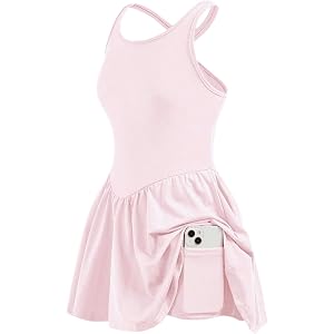Verdusa Girl's Athletic Dress Tennis Workout Active Sports Criss Cross Ruffle Dresses Summer Outfits with Pocket