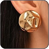 Small Gold Statement Stud Earrings for Women Chunky Hammered Geometric Stud Earrings Vintage Tiny Irregular Geometry Earrings Jewelry Accessories