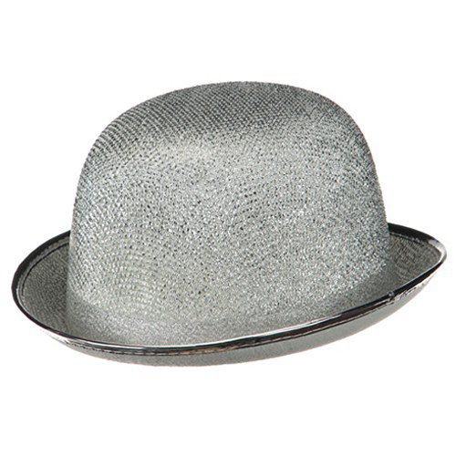 e4Hats.com Glitter Derby Hat - Silver Sparkle Costume