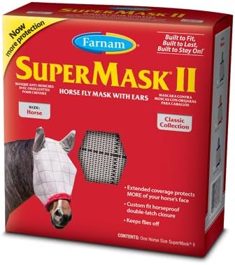 Central Garden &amp; Pet 100526861 SuperMask II Horse Fly Mask, With Ears - Quantity 12