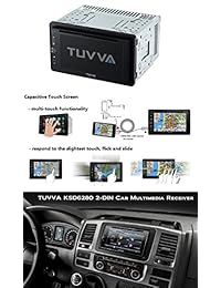 TUVVA KSD6280 Estéreo para auto 2 DIN con conectividad móvil MHL Pantalla táctil capacitiva de vidrio completo de 6.2 "DVD   CD   BT   USB   MP4   MP3 con teclas táctiles y control SWC