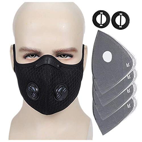 Ligart Upgraded Sport Masks, Dust Mask with Extra 4Pieces N99 Activated Carbon Filter and Valves for Exhaust Gas, Pollen Allergy, PM2.5, Half Face Masks for Cycling,Running,Hiking, Skiing,Woodworking