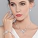EVER FAITH Marquise CZ Simulated Pearl Bridal Flower Leaf Filigree Necklace Earrings Bracelet Set